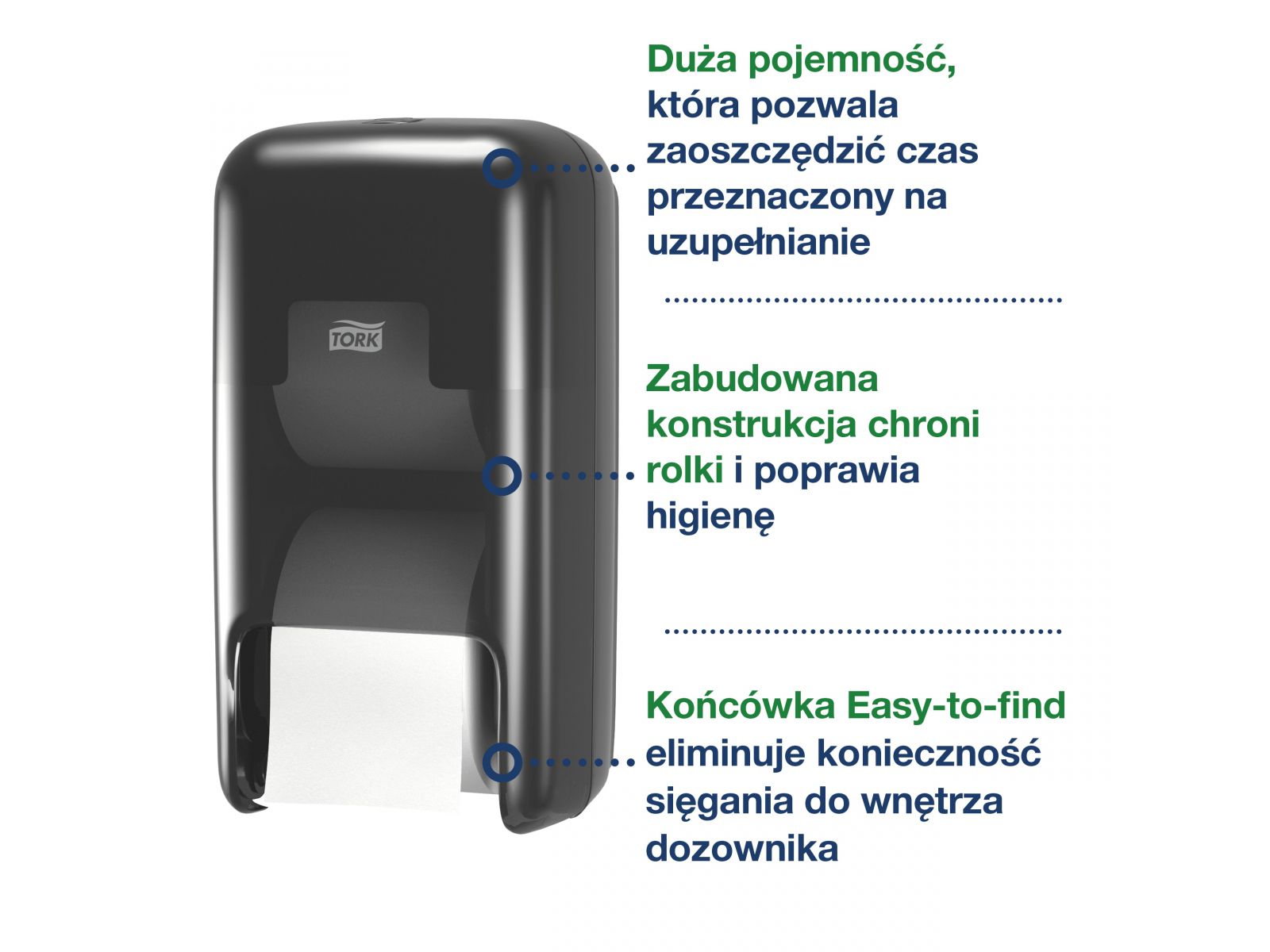 Dozownik papieru toaletowego Tork 558042 OptiServe T7 Czarny 2 rolki